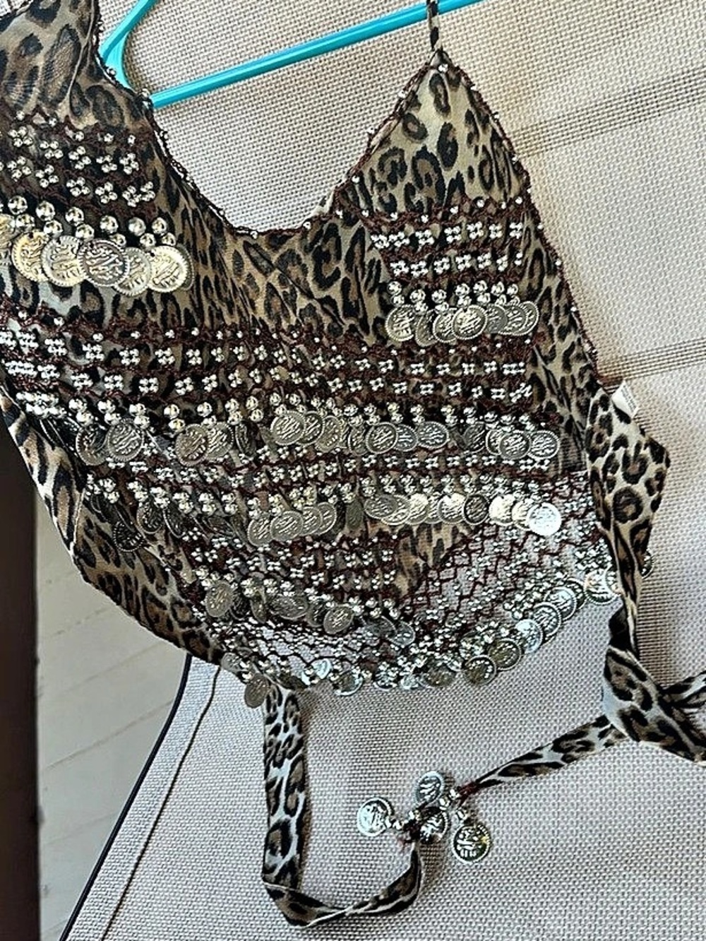Leopard Print Embellished costume top